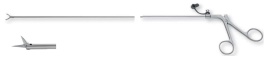 Ножницы прямые остроконечные, 1 акт. бранша, Ø 3,5 мм, 360 мм для нефроскопа, с кольцевидной рукояткой, с промывным каналом