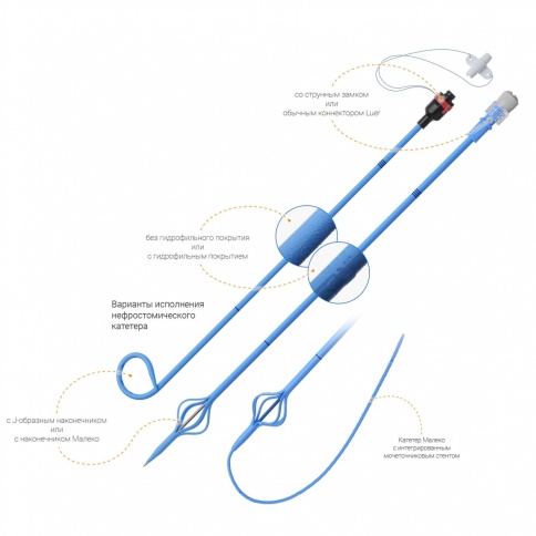 Набор для перкутанной нефростомии со струной-проводником Лундерквист. Катетер с J-образным наконечником фото 2